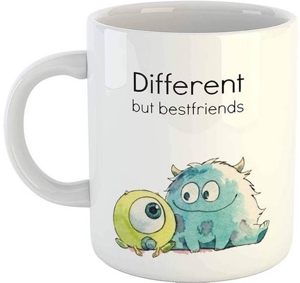 P89M  Coffee for Best Friends - Different But Best Friends Quote Printed 11oz Ceramic Tea Cup - Best Friends Ceramic Coffee Mug