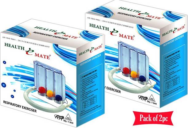 HealthEmate Spirometer/ Respirometer/ 3-Ball Exerciser/ Lung Exerciser 2PC Respirometer Respiratory Exerciser