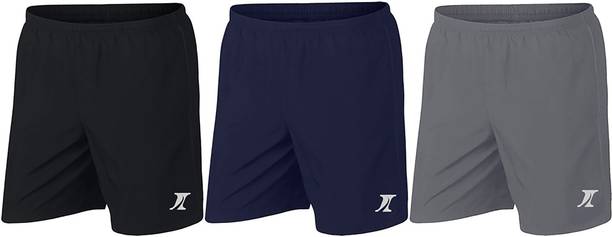 Pack of 3 Solid Men Black, Blue, Grey Regular Shorts, Sports Shorts, Night Shorts, Running Shorts