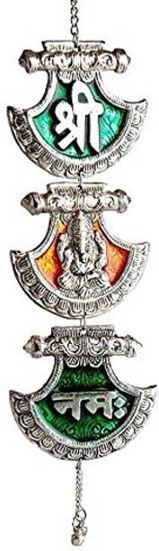 KridayKraft Prince Home Decor & Gifts Wall Hanging Shri Ganesha Namah Farsa white metal silver plated for home decor Exclusive Gifts of corporate gift,Diwali,use Warming gift Decorative Showpiece  -  23 cm