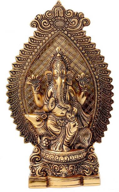 DreamKraft Metal Gold Oxidized Ganesh Showpiece For Home Decor and Puja & Gift Purpose Decorative Showpiece  -  27 cm
