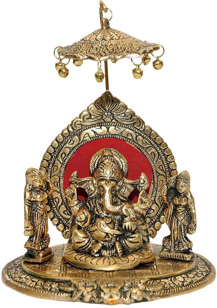 KridayKraft Riddhi Shiddhi Ganesha Metal Statue for Temple Pooja,Ganesh Murti Decorative Your Home,Office & Religious Gift Article,Ganpati Bappa Sculpture,Religious idol,Sowpiece Figurine,Gift Article... Decorative Showpiece  -  13 cm