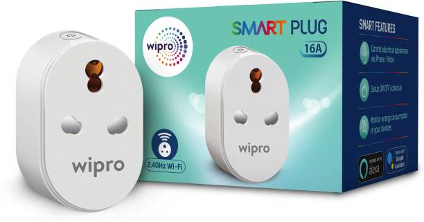Wipro Wi-Fi Smart Plug with Universal Socket (White) Smart Plug (White) Smart Plug
