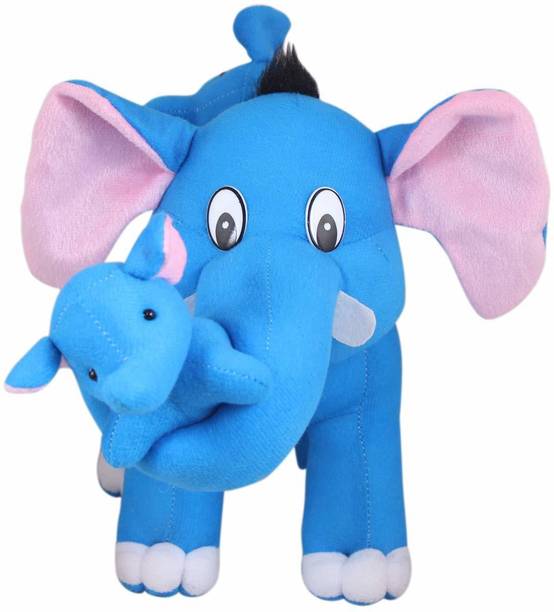 Tickles Blue Elephant with two babies Soft Stuffed For Kids 48 cm  - 48 cm
