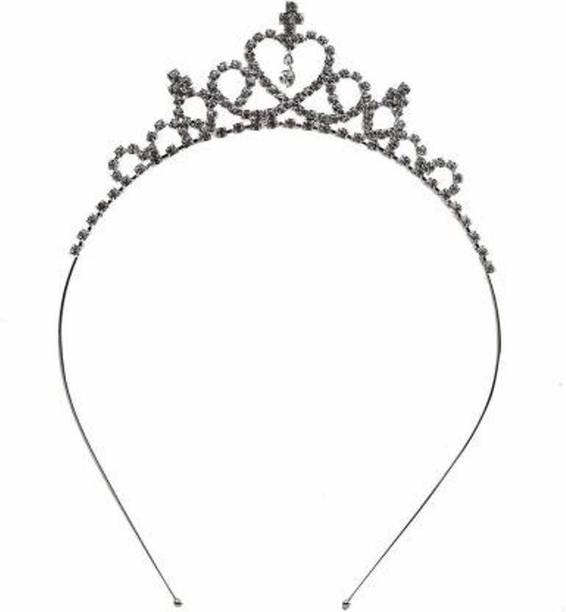 Gogi Enterprises Crown Tiara Headband for/Girls Princess Hoop/Child Hair Ornament (Silver) Hair Band