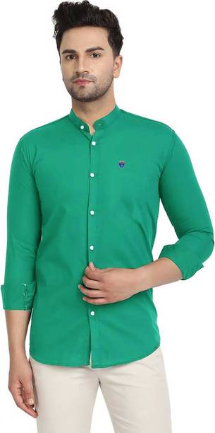 PROTOCOL Men Solid Casual Green Shirt