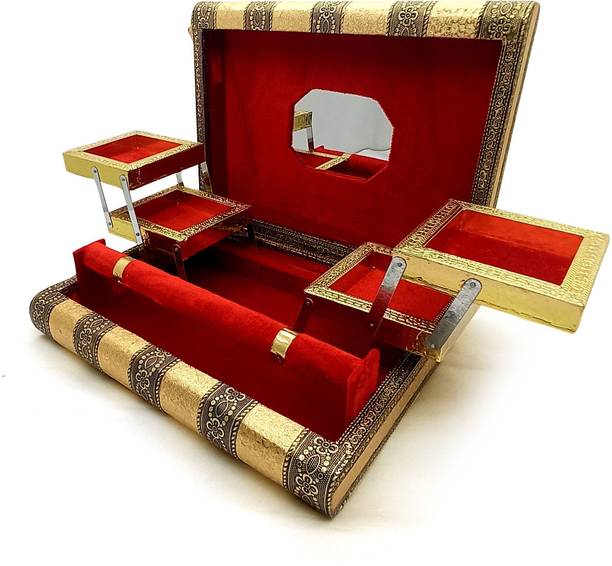 RHANDICRAFT Wooden Jewelry Box For Wedding Gift Box,Vanity Box, Bangle Box Jewelry Box, Wedding Jewelry Box, Vanity Box, Wood Jewelry Box Wedding, Wood Jewelry Box Wedding, Jewellery, Multi Purpose Vanity Box, Lockable, Wedding , Rakhi Gift Vanity Box (Multicolor) Jewellery Vanity Box
