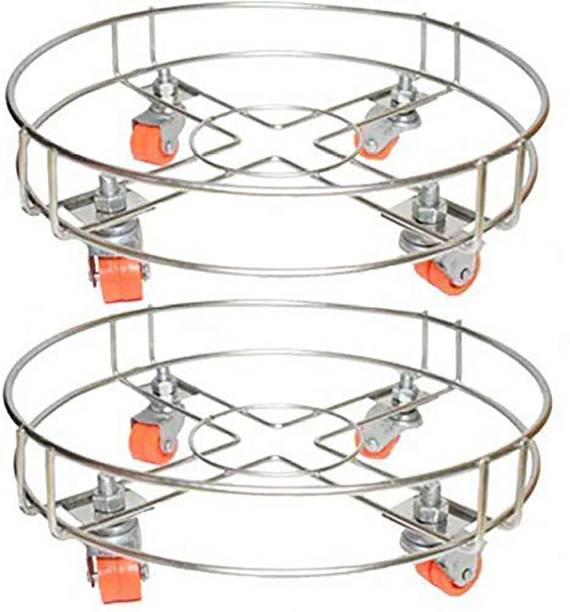 Irontech Heavy Stainless Steel Gas Cylinder Trolley With Wheel | Gas Trolly | Lpg Cylinder Stand | Gas Trolly Wheel |Cylinder Trolley with Wheels | Cylinder Wheel Stand Gas Cylinder Trolley