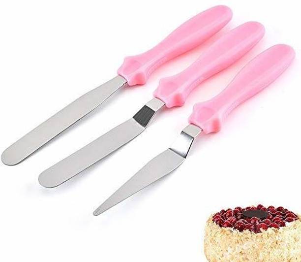 WHITEIBIS 3-in-1 Multi-function Stainless Steel Cake Icing Spatula Knife Set of 3 Pieces Stainless Steel Cake Server