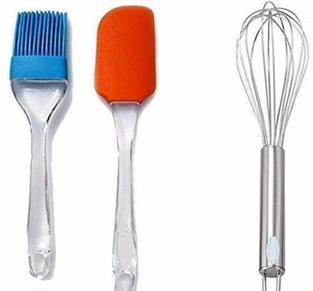 mega shine Accurrate Combo (Pack of 2) one Whisk and one Set of Spatula and Oil Silicone Brush silicon Flat Pastry Brush