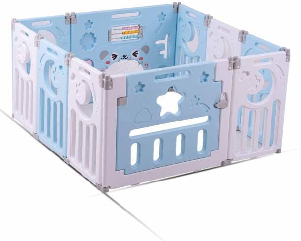 baybee Baybee Playard Playpen for Kids, Smart Folding & Portable Baby Activity with Safety Lock, Play Gate Fence for Kids, Toddlers -Indoor Activity Suitable for Babies upto 3 Yrs (Blue, 10 Panel) Safety Gate