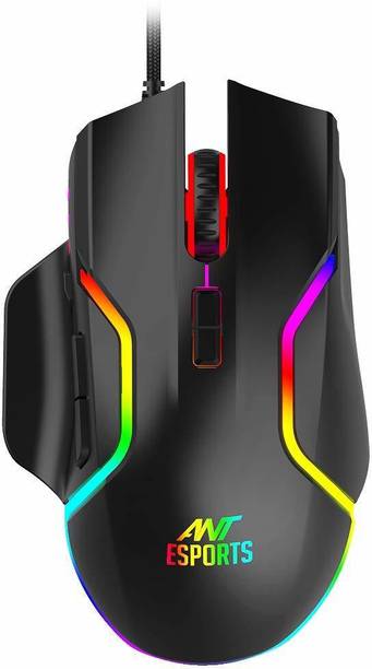 Ant Esports GM320 /Ergonomic design with braided cable,8 Programmable Buttons,upto 12800 DPI Wired Ambidextrous Optical  Gaming Mouse