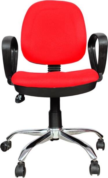 Rajpura 803 Cushioned Low Back Revolving Chair with push back mechanism in Red Fabric Office Executive Chair