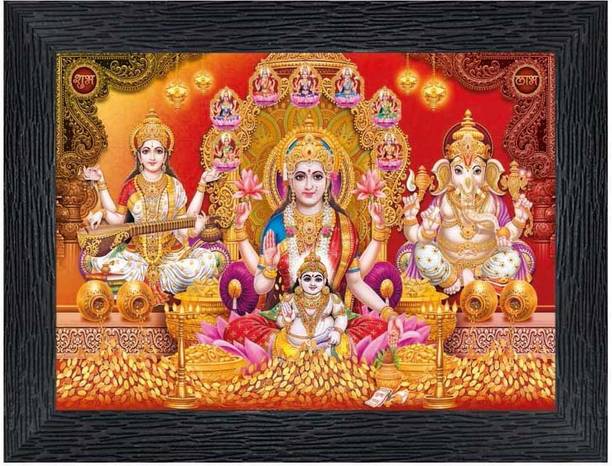 Poster N Frames Laxmi, Ganesh, Saraswati Religious Frame