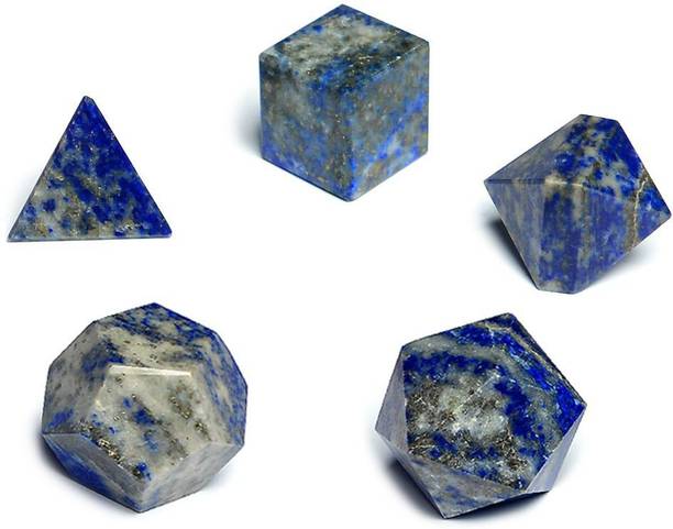 REIKI CRYSTAL PRODUCTS Lapis Lazuli Geometry Set Crystal Stone 5 Piece Set Reiki Healing Grid For Vastu Correction And Increase Energy Decorative Showpiece  -  2 cm