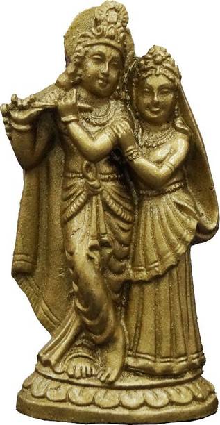 JRG Radha Krishna Gold Antique Finish Idol Statue Decorative Showpiece  -  9 cm