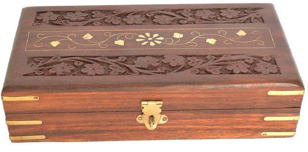WOODINO Brown Medium Makeup and Jewellery Vanity Box
