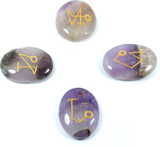 REIKI CRYSTAL PRODUCTS Amethyst Cabochon Reiki Arch Angel Set Reiki Healing Stone 4 piece Set Natural Crystal Gemstone for Healing and Increase Energy Decorative Showpiece  -  3 cm