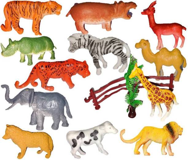 Mallexo Realistic Wild Animal Toys for Kids Set Play Safely with Wild Animals Set for Kids , Pack of 15pc Jungle Animal Set for Kids, Multicolor Jungle Wild Animals
