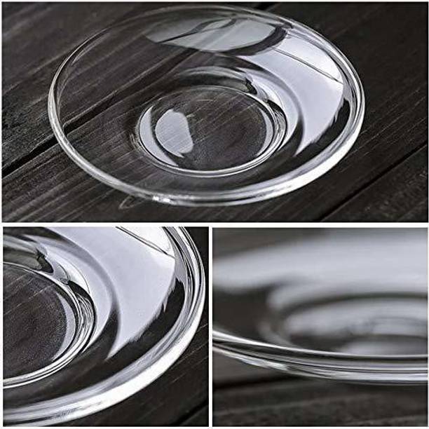 DANDH ENTERPRISE Pack of 6 Glass Saucers for Tea Coffee and Snacks Set, Glass, Transparent