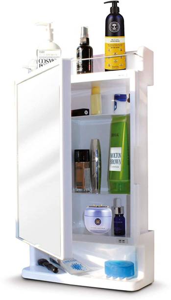 JG COMPANY Sapphire Mirror Cabinet, Strong & Heavy, Plastic Wall Shelf