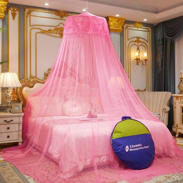 क्लासिक मॉस्कीटो नेट Jacquard Round ceiling hanging net for Double, King size, Queen Size Bed (60*285*1200) पॉलिएस्टर के लिए बनाया गया मॉस्कीटो नेट
