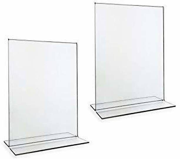 Smart Eye 4 X 6 Inch (A6) x 2PCS Acrylic Display Stand Paper Holder T Shape Double Sided Portrait Style Menu Ad Frame Display Stand Table Top Perfect for Restaurants, Promotions, Photo Frames. Card Display Stand