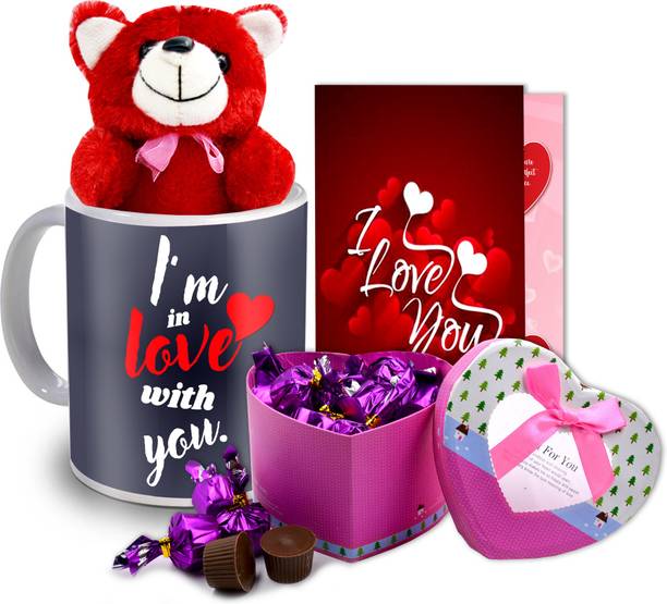 Midiron Valentine gift for Girlfriend, Chocolate Box, Greeting Card, Love Quoted Coffee Mug, Red Teddy Gift for Valentine's DayIZ20GB4TeddyRCDMU-STLove-20 Ceramic, Paper Gift Box