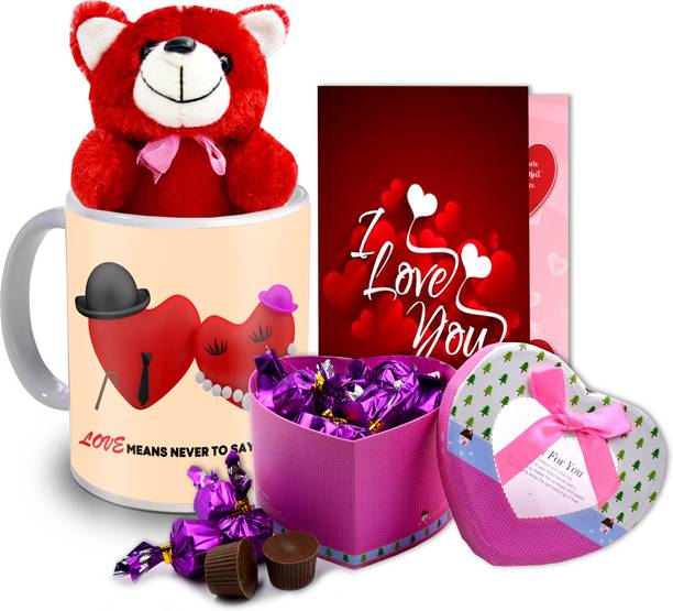 Midiron Valentine gift for Girlfriend, Chocolate Box, Greeting Card, Love Quoted Coffee Mug, Red Teddy Gift for Valentine's DayIZ20GB4TeddyRCDMU-STLove-07 Ceramic, Paper Gift Box