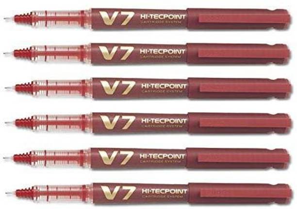 PILOT Pilot Hi tecpoint V7 Cartridge Pen (Red - Pack of 6) Roller Ball Pen