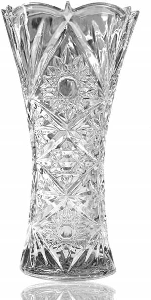 DULARIYA Crystal Clear Glass Flower Vases for Living Room, Transparent Crystal Centerpiece Flower Pot Glass Vase