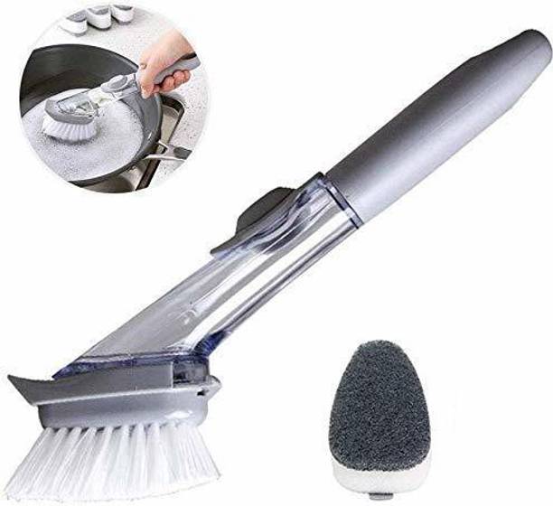 ARANKA Dish Bowl Washing Scrubber Brush with Refill Liquid Soap Dispensers Plastic Wet and Dry Brush