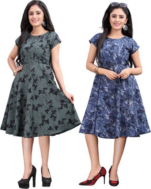 Women Fit and Flare Multicolor Dress Price in India