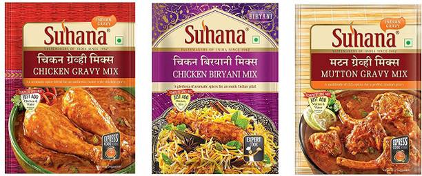 SUHANA NonVeg Combo of 6 - Chicken Biryani 50g x 2, Chicken Gravy 80g x 2, Mutton Gravy 80g x 2