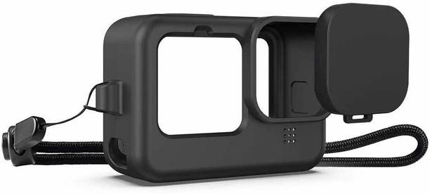 Breuk Silicone Protective Case Cover for Gopro Hero 12 / Hero 11 / Hero 10 / Hero 9 Black, Silicone Sleeve with Lanyard Lens Cap  Camera Bag