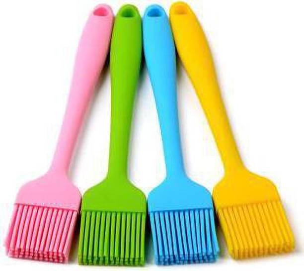 VIJAY EXPORT Set of 4, 21 cm Long, Kitchen Full Silicone Flat Pastry Oil Cooking Brush for Grilling. silicon Flat Pastry Brush