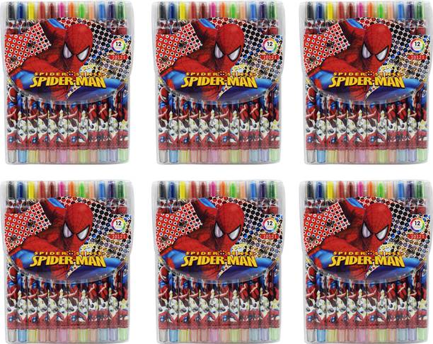 Asera Spiderman Cartoon Rolling Crayons for Kids (Set of 6)