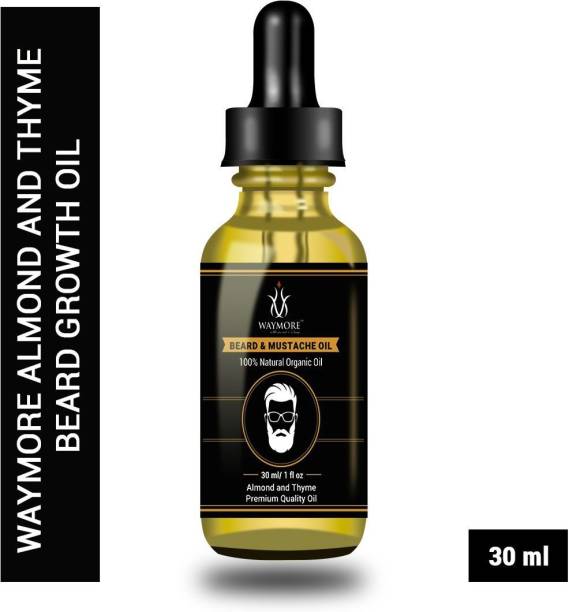 WAYMORE 100% Pure and Natural, Premium Quality - 30ml Advanced Fast Almond and Thyme Beard Growth Oil , Mooch Oil, Moustache Oil for strong and healthy beard growth  Hair Oil