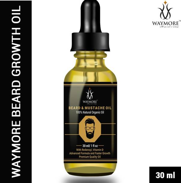 WAYMORE Beard Growth Oil - 30ml - More Beard Growth, With Redensyl, 8 Natural Oils including Vitamin E, Nourishment & Strengthening, No Harmful Chemicals Hair Oil Shave Oil