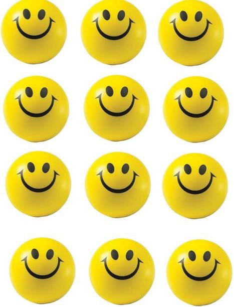 Pancikaa Smiley face Squeeze Ball Soft Ball Pack of 12 Ball Stress Relieving Ball  - 3 inch