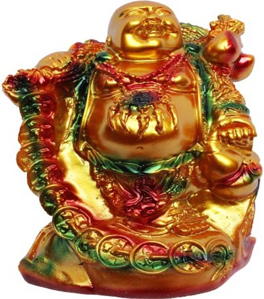 Revive Laughing Buddha | Showpiece for Good Luck and Positive Fortune, Success and Prosperity | Decorative Showpiece for Office Desk, Shop, Table, Home and Car Decoration Decorative Showpiece  -  16 cm