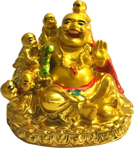 Ripe India Laughing Buddha with Children for Health, Wealth and Happiness Showpiece Decorative Showpiece  -  7 cm