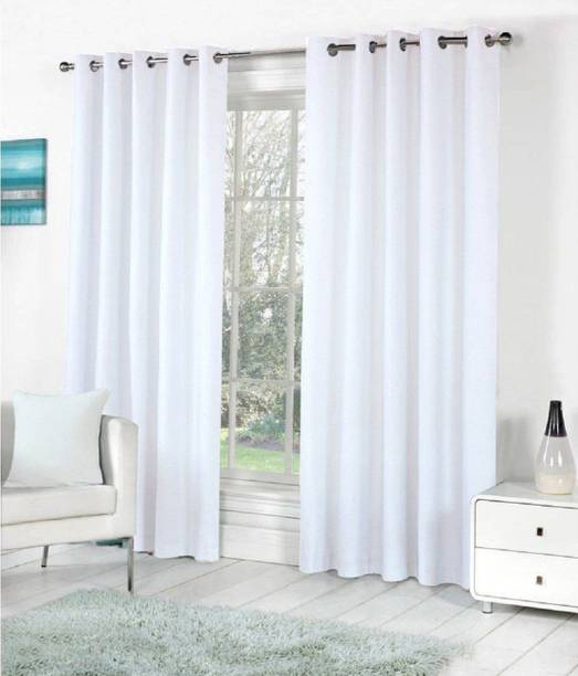 Styletex 152 cm (5 ft) Polyester Semi Transparent Window Curtain (Pack Of 2)