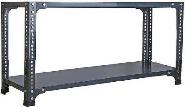 Spacious CRC Sheet 2 Shelf Multipurpose Slotted Angle Rack , 93336 (Grey) Luggage Rack Luggage Rack