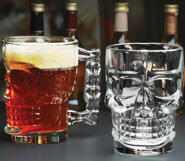 Adhunyk skull Glasss with Handle Dining Table Crystal skull with Skull Design Glass Tumbler