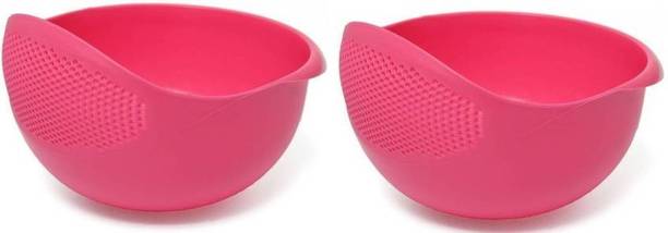 DeoDap Kitchen Plastic big Rice Bowl Strainer Perfect Size for Storing and Straining pack of 2 Strainer