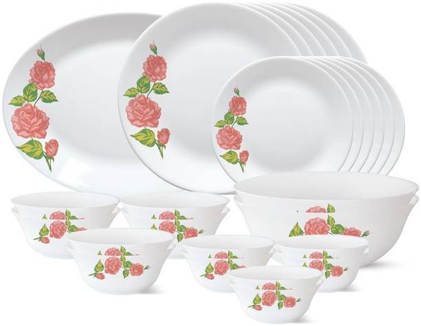Larah by Borosil Pack of 27 Opalware Rose Gold Dinner Set