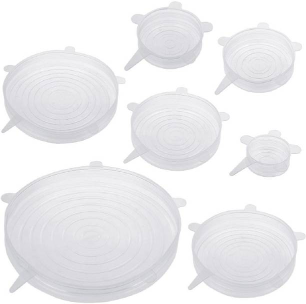 CLOMANA Silicon Stretch lids for containers Stretchable microwavable Dishwasher Food Grade air Tight Sealer Cover for Round Square Bowls Cups pots cans Jars Glassware 2.6 inch, 3.8 inch, 4.5 inch, 5.7 inch, 6.5 inch, 8.3 inch Lid Set
