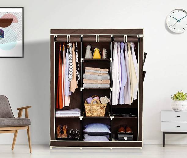 Balaji 6+2 Shelves 3 door PP Wardrobe PVC Collapsible Wardrobe