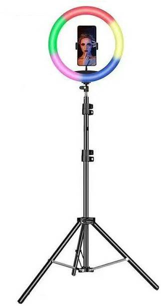 Webilla 26 RGB Color Ring Light with Metal Tripod Stand, Mobile Holder |3 Modes Dimmable Light| 26 RGB Color Mode|13 Dynamic Speed Flash Mode Big Led Light for YouTube Video Live Stream Makeup Shoots Ring Flash